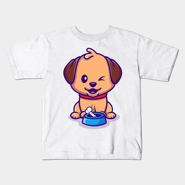 Cute Dog Sitting Cartoon Kids T-Shirt by Catalyst Labs